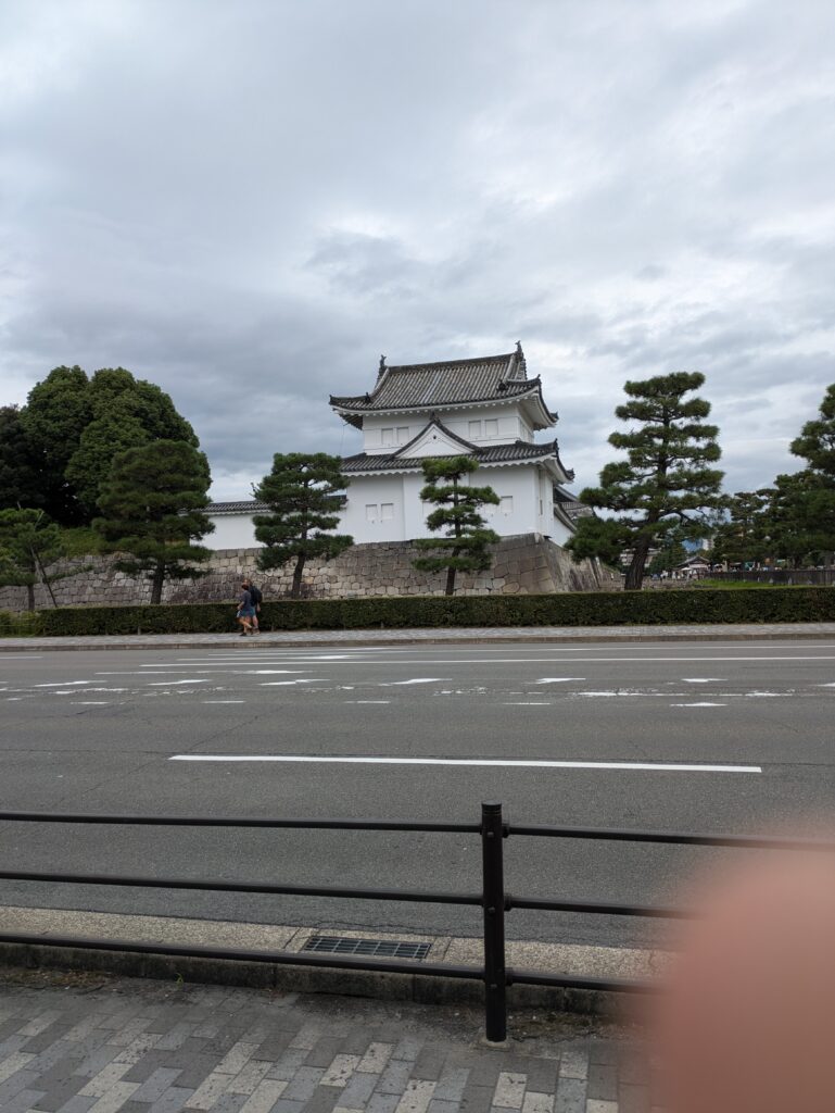 The vast and flat castle grounds of Nijo-jo Castle, showing its unique layout built in the flatlands