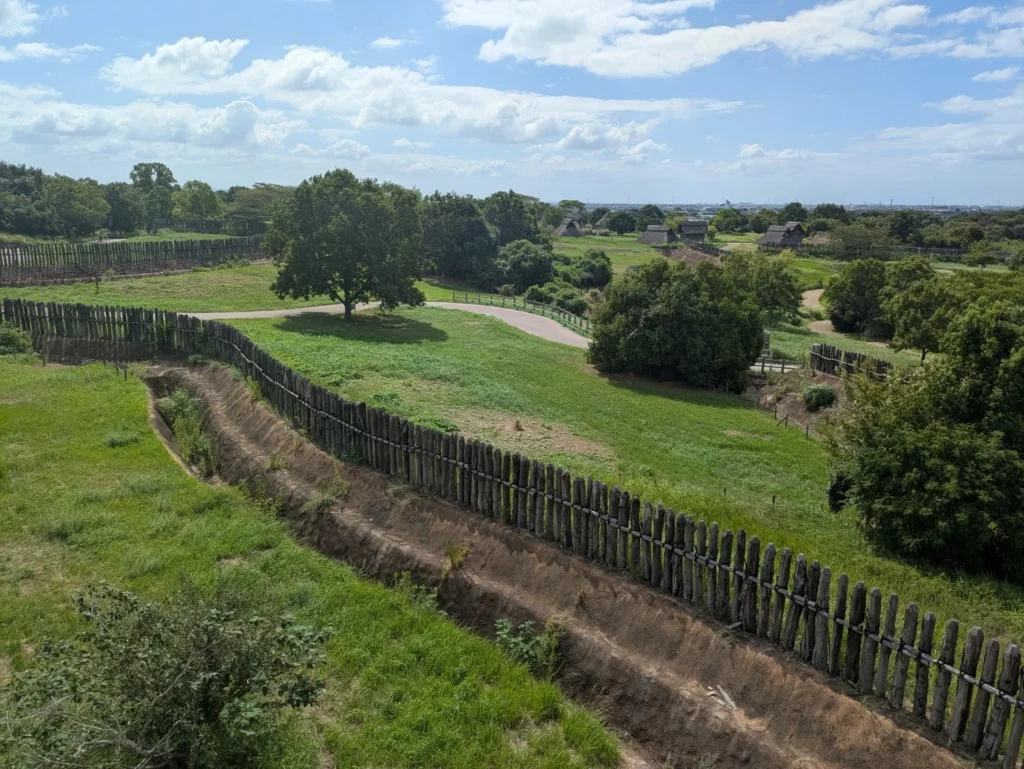 V-shaped moat and wooden palisade at the Yoshinogari Site
